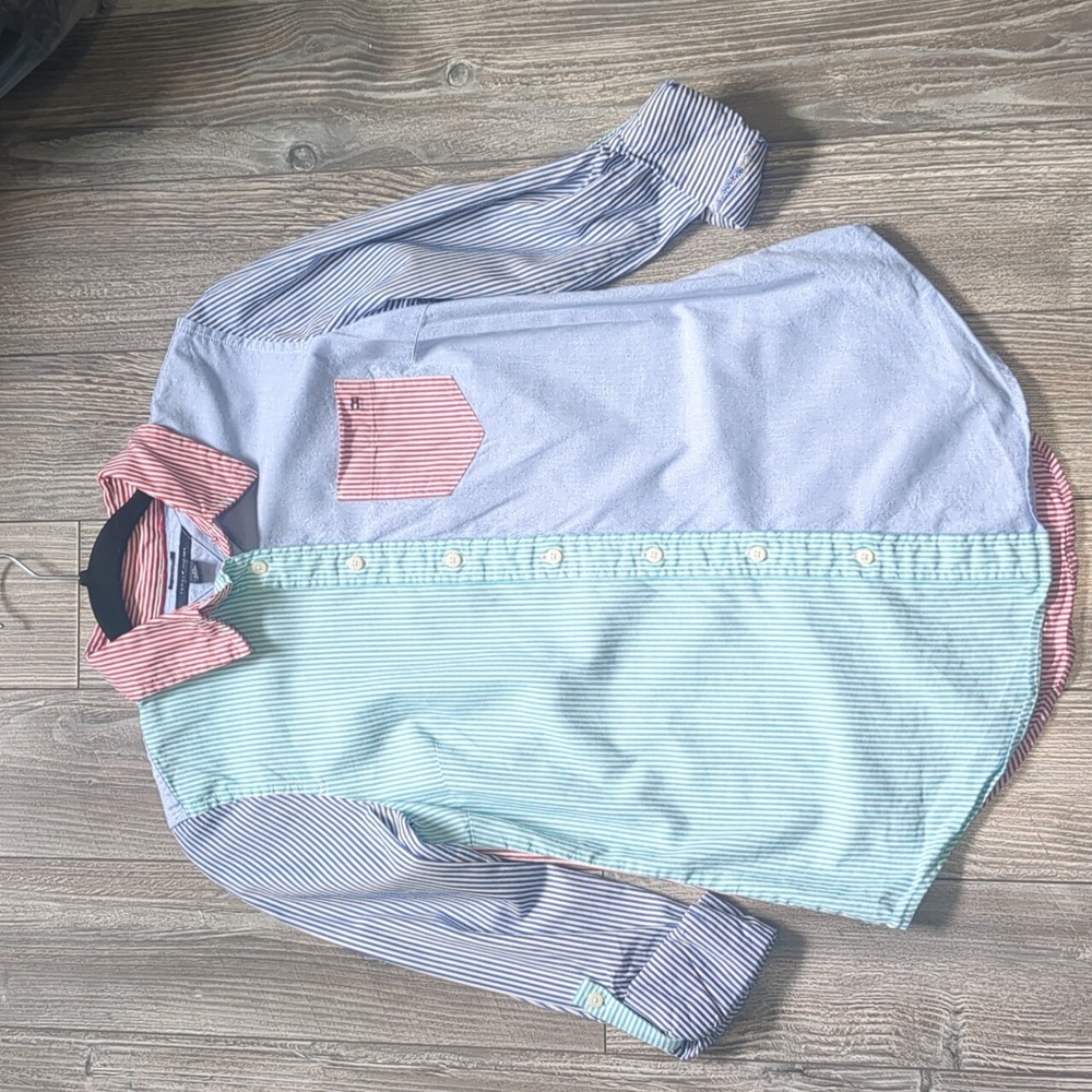 Tommy Hilfiger Classic Fit Pastel Pinstripe Button Down Shirt XS